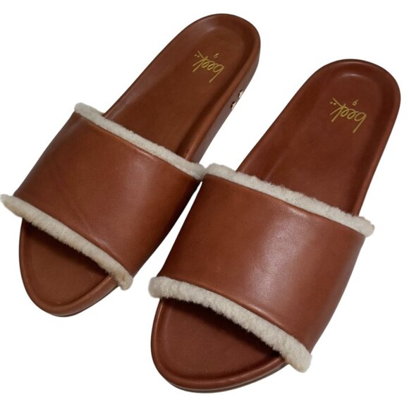 New BEEK Gallito Shearling & leather Slide Sandal Tan color Size 9 Anthropologie - Picture 1 of 5